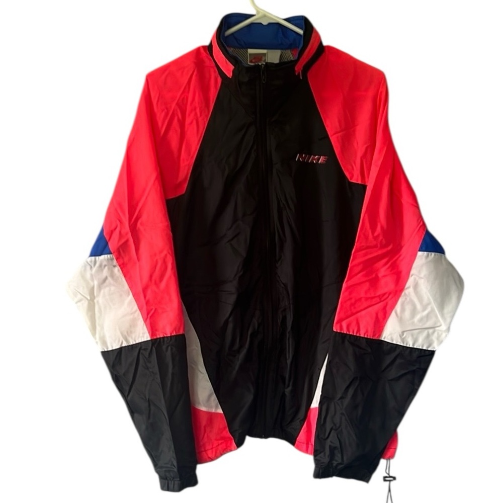 Vtg NIKE Windbreaker Jacket Color block Adult Size XL Nylon Full Zip Hood Retro